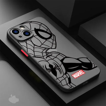 Marvel Spiderman Ironman telefonfodral för iPhone XR X 14 16 Plus XS Max 8 Plus 13 Mini 15 Pro Max 12 11 Pro 7 12 Pro Matt skal