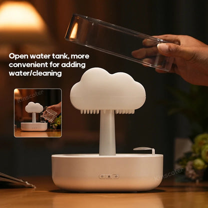 KINSCOTER Rain Clouds Aroma Diffuser – Zen Raindrops Luftfuktare, USB Desktop Ultrasonic Sprayer