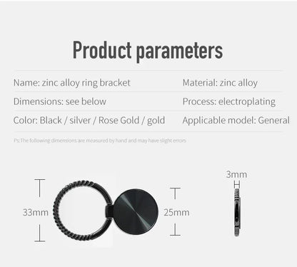 360° Roterande Justerbar Magnetisk Bil Mobiltelefon Ställ Metall Magnet Ring Hållare Bracket Sticker för iPhone 14 13 Huawei Xiaomi