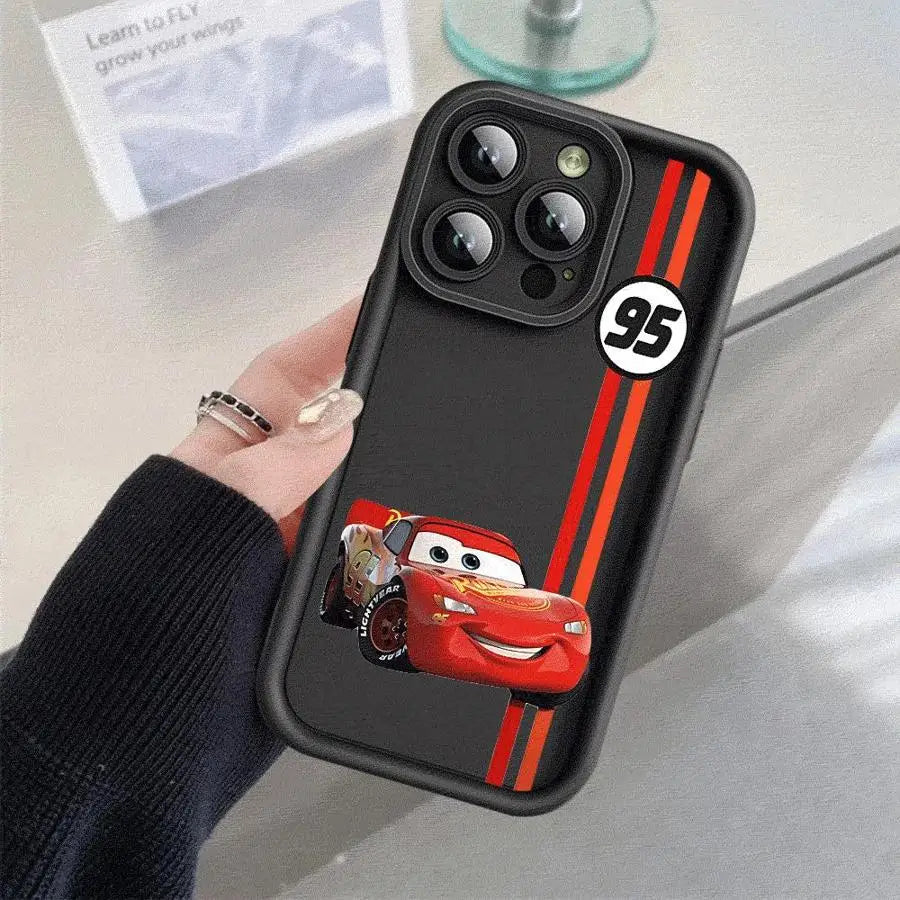 Lightning McQueen telefonfodral för Apple iPhone 16 11 13 15 12 14 Pro Max 7 XR X XS 13 12 Mini 14 Plus 8 SE Silikonskydd