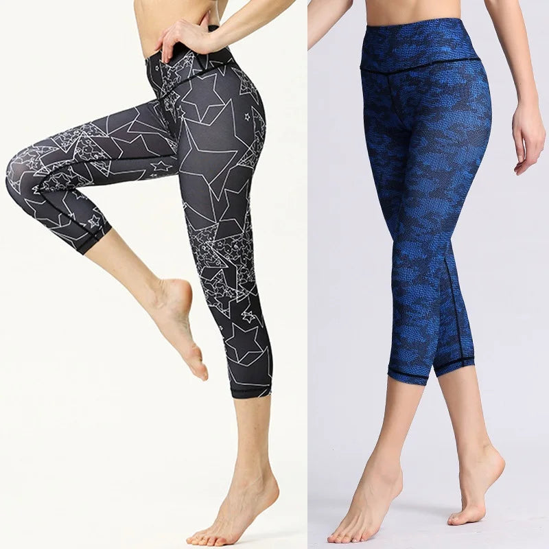 Women's High Waist Flower Yoga Pants Plus Size