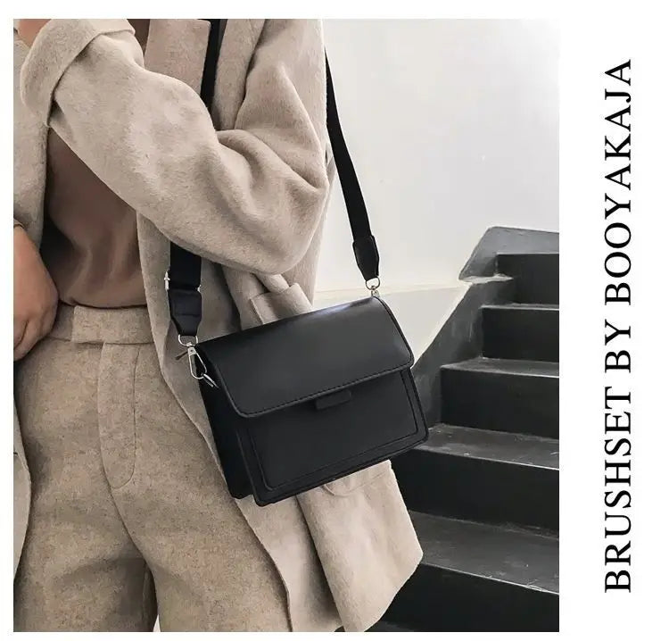 Klassisk designväska i PU-läder Crossbody-väska för kvinnor – Handväska med resehandtag, modeaxelväska, liten väska med flik för damer