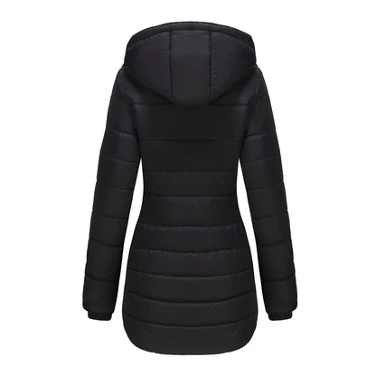 Long Quilted Puffer Jacket for Women in Bold Colors