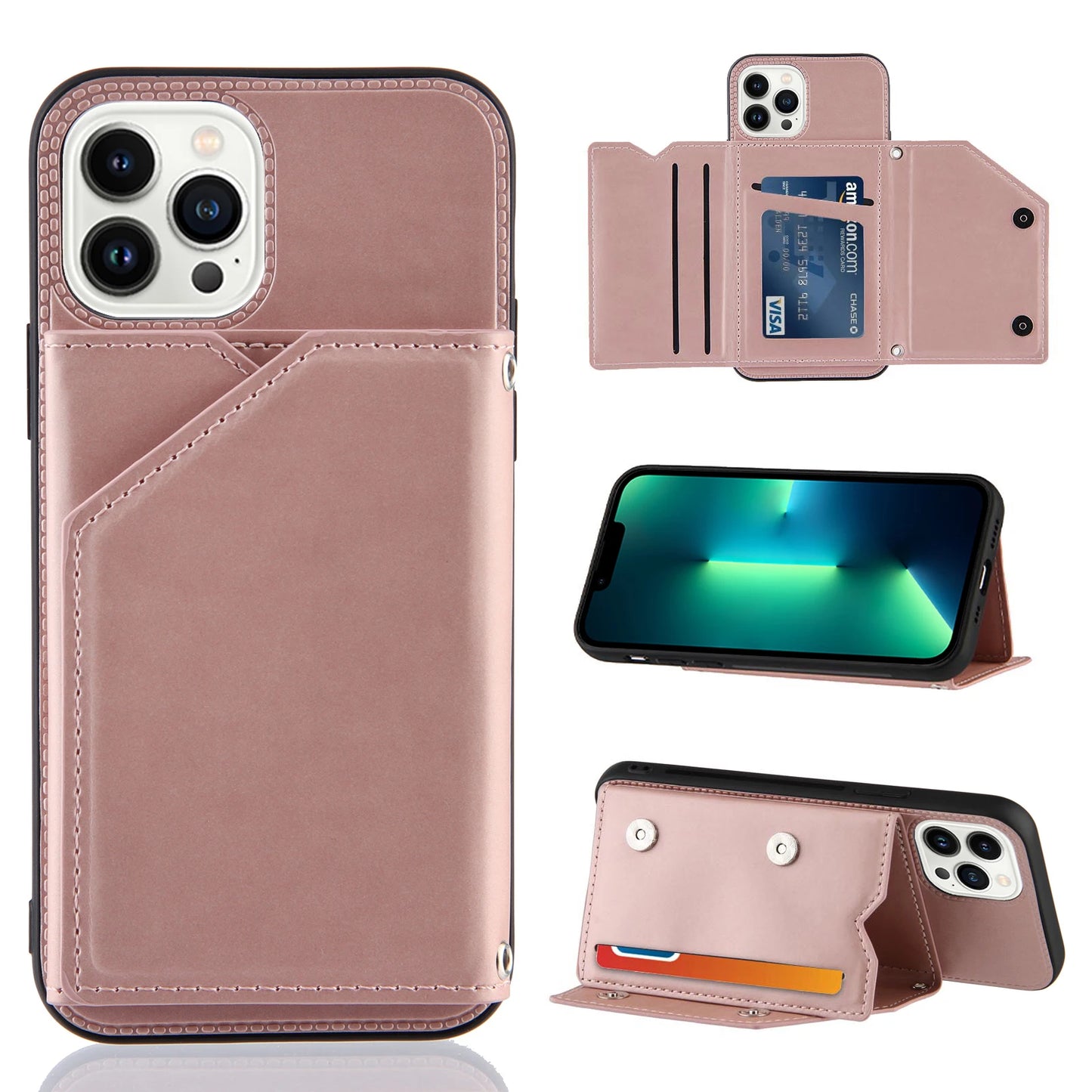 Rose gold Wallet Phone Case For iPhone