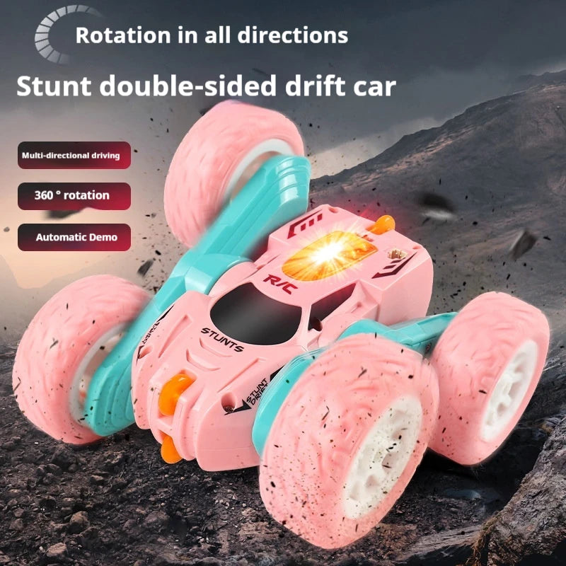 RC Car – 2.4G High-Speed Mini Double-Sided Stunt Car, 360-Degree Rotating with Lights, Remote Control Toy for Children