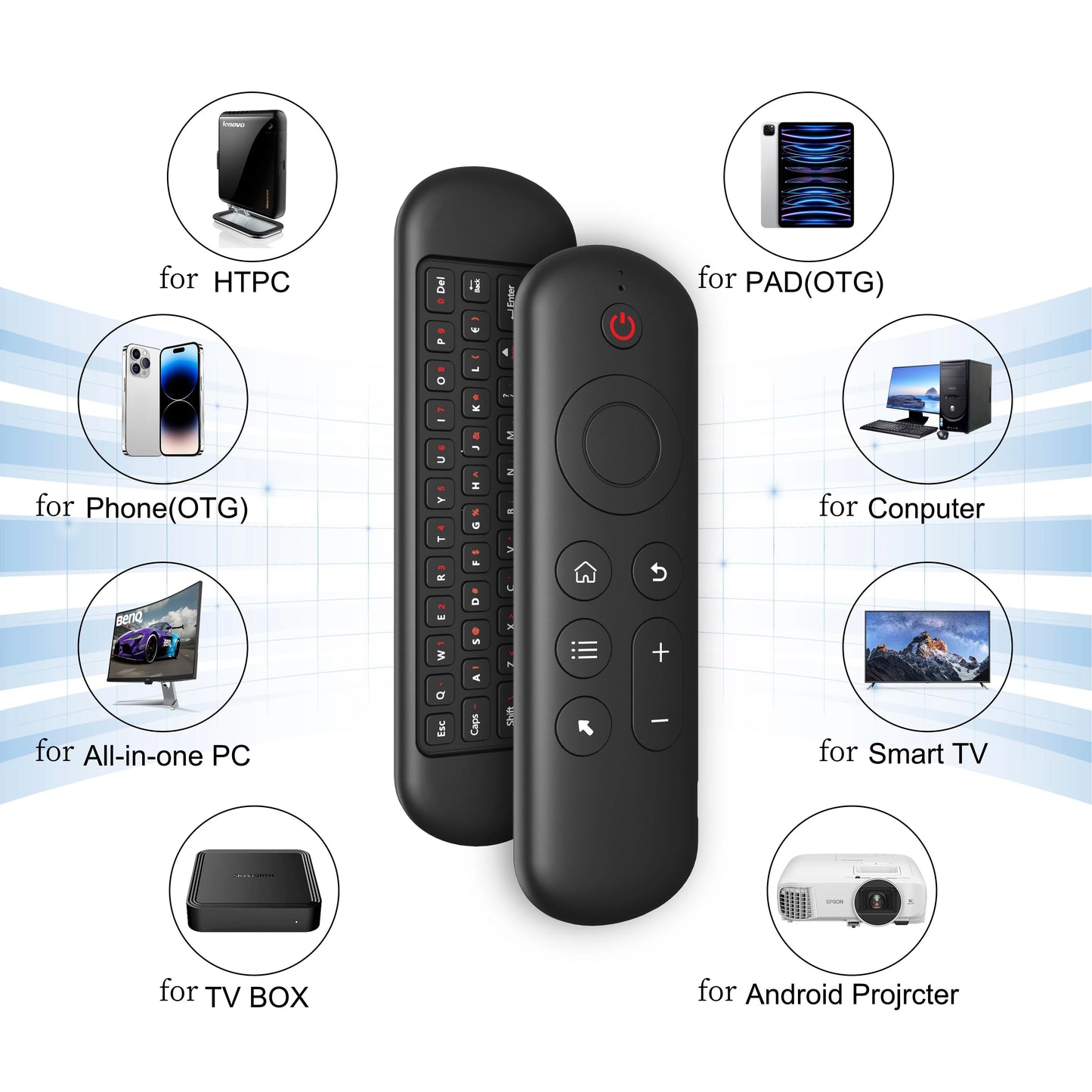 2.4G BT 5.2 fjärrkontroll trådlöst gyroskop Air Mouse 7 färg bakgrundsbelysning USB-mottagare Minitangentbord för Android Smart TV Box PC