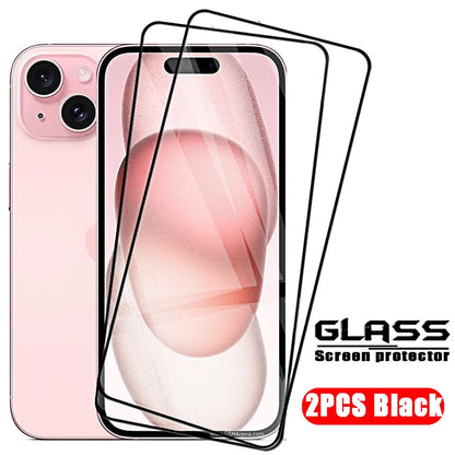 4pcs-HD Screen Protector and Case with Tempered Glass for iPhone Models