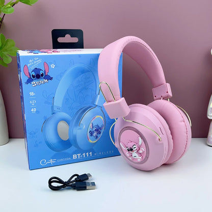 New Sanrio Kuromi Stitch Cartoon Bluetooth Sports Earphones with LED Flashing Wireless Headworn Gaming Esports Earphones