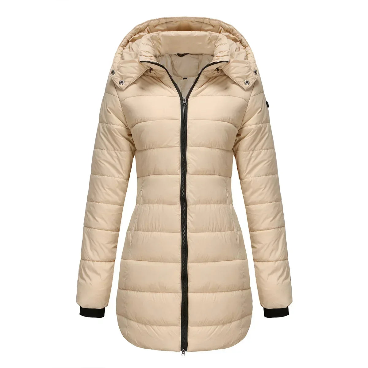 Long Quilted Puffer Jacket for Women in Bold Colors