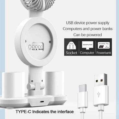 Rechargeable LED Table Lamp with Fan – Desk Reading Light, Night Light, and Clock Display