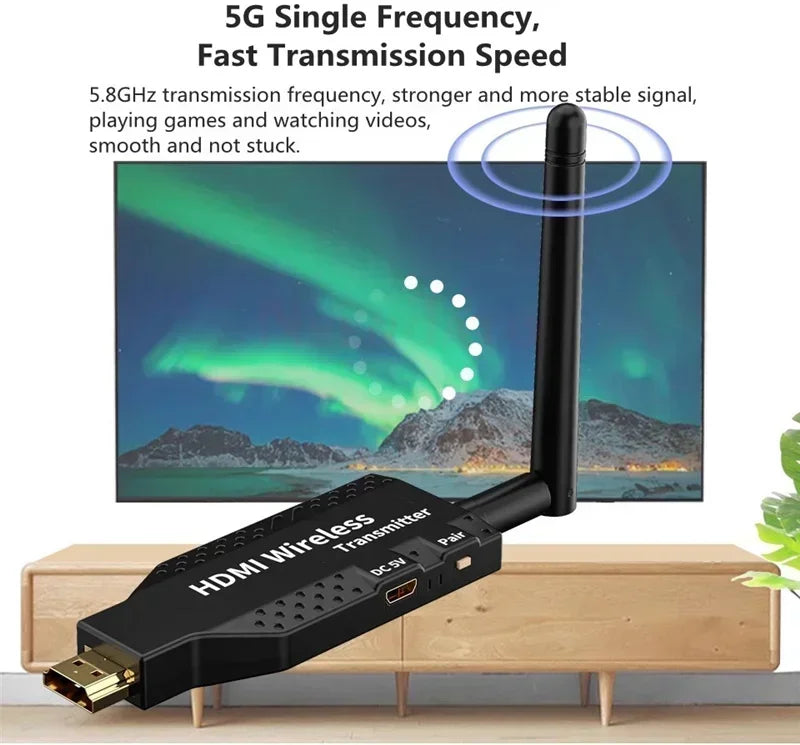 50M 5G 1080P HDMI Trådlös Audio Video Transmitter Receiver Extender för 1 TX-4 RX PS4 kamera Laptop PC till TV Monitor Projektor