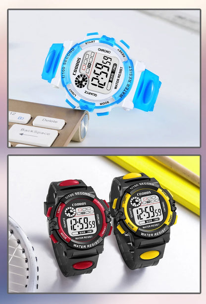 COOBOS Brand Children Watch Sports Digital Watch for Kids Boys Girls Student 30M Waterproof Multifunctional LED Wristwatch