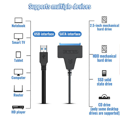 SATA to USB 3.0 / 2.0 Cable Up to 6 Gbps for 2.5 Inch External HDD SSD Hard Drive SATA 3 22 Pin Adapter USB 3.0 to Sata III Cord