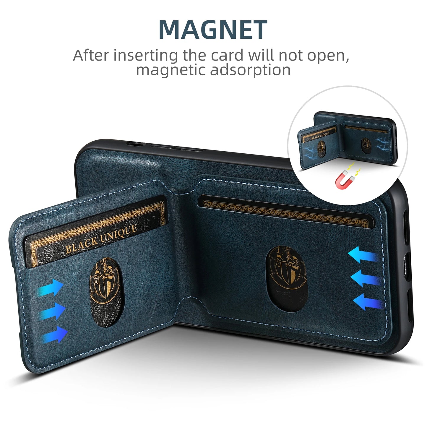 Magnetic Leather Card Holder Case For iPhone & Samsung Galaxy: 2in1 Phone Cover