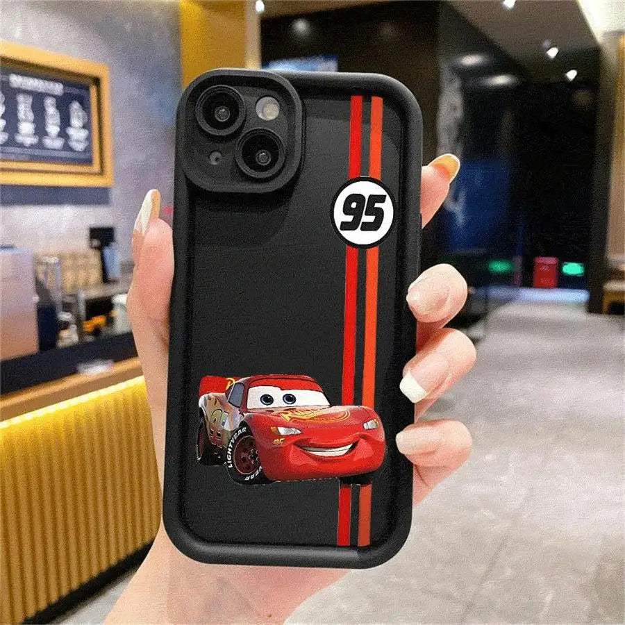 Lightning McQueen telefonfodral för Apple iPhone 16 11 13 15 12 14 Pro Max 7 XR X XS 13 12 Mini 14 Plus 8 SE Silikonskydd