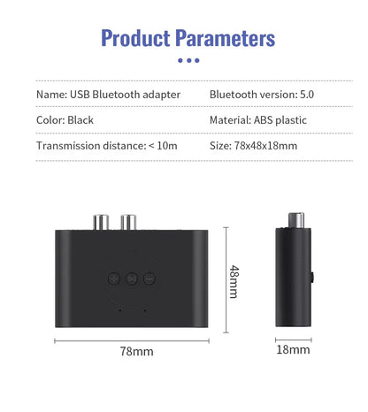 Bluetooth 5.0 Audio Receiver NFC U Disk 3,5 mm AUX RCA USB Stereo Music Trådlös Adapter Med Mic För Bilsats Högtalarförstärkare