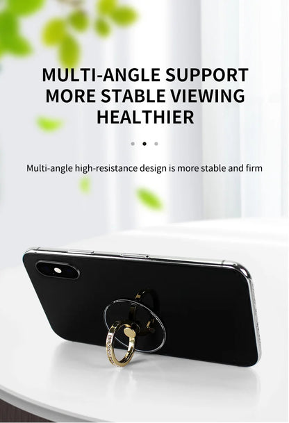 Mobiltelefon Ring Hållare Transparent Telefon Mobilstöd Diamond Clear 360 Degrees Socket Stand SmartPhone Tillbehör