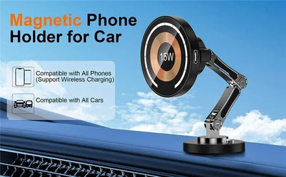 Magnetic Car Wireless Charger Stand Magnet Car Mount Fast Charging Station Phone Holder Bracket For Macsfae iPhone 15 14 13 12