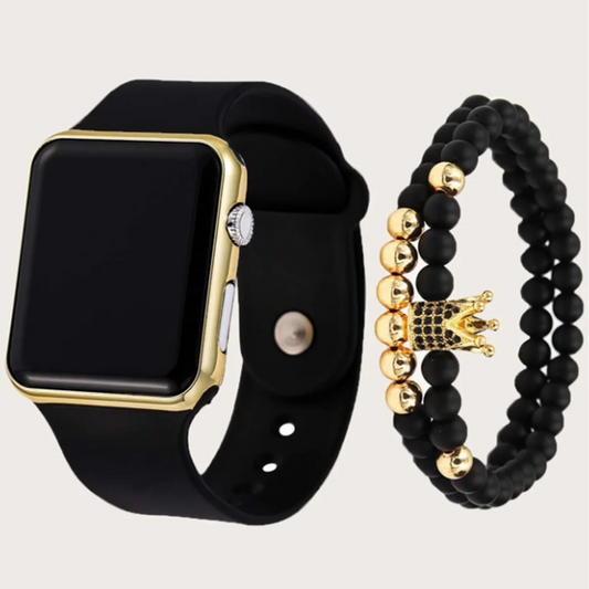 1pc Black Plastic Strap Fashionable Square Dial Electronic Watch