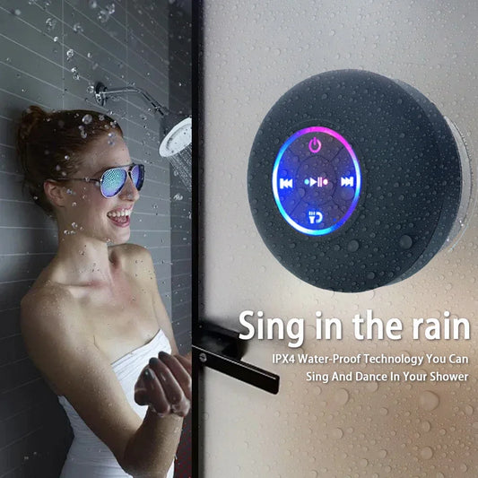 Portable Bluetooth Speaker – LED, IPX4 Waterproof, Mini Stereo, Outdoor & Bathroom with Suction Cup