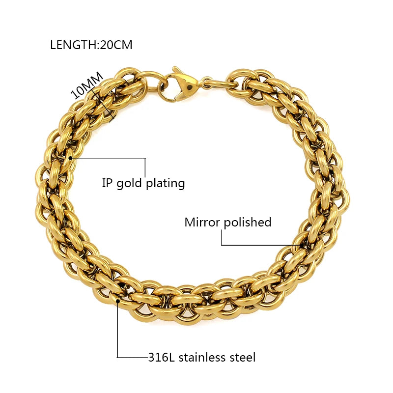 Unisex 10mm Gold-Plated Mesh Chain Necklace