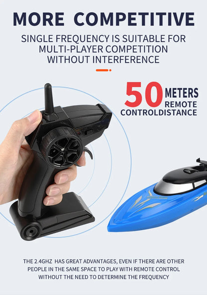 RC High-Speed Boat 10Km/h 2.4G Waterproof Remote Control Boats Ship Speedboats Remote Control Outdoor Toys for Kids Adult Gifts