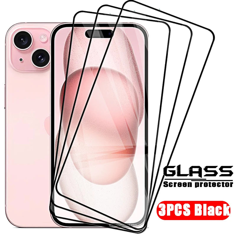 4pcs-HD Screen Protector and Case with Tempered Glass for iPhone Models