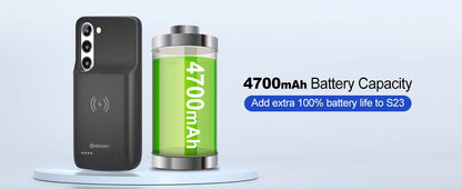 NEWDERY 4700mAh trådlös laddningsbatterifodral för Samsung Galaxy S23