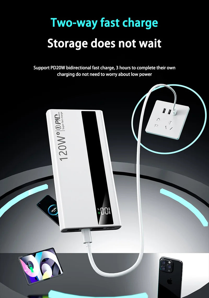 "Xiaomi 200000mAh 120W digital skärm med hög kapacitet Snabbladdning Power Bank