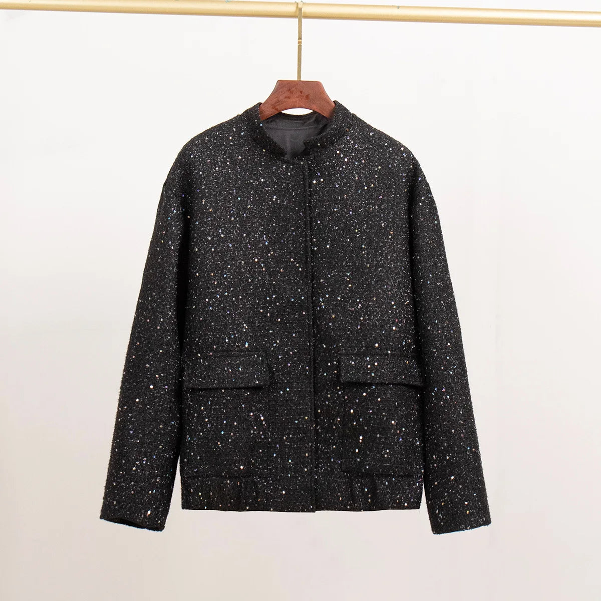 Loose Tweed Sequin Jacket Casual and Elegant