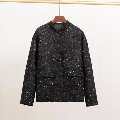 Loose Tweed Sequin Jacket Casual and Elegant