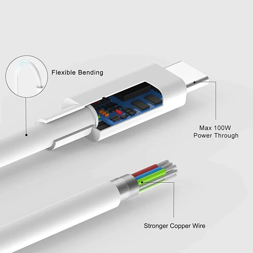 PD 60W USB C till USB Typ C Kabel Snabbladdning Datakabel För Iphone 15 15Pro Huawei Samsung Xiaomi Data Line Svart Vit 1M 2M 3M