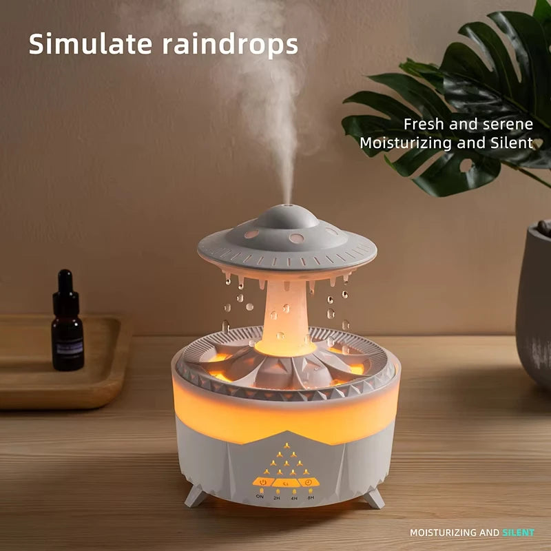 Rain Cloud Night Light Humidifier – Raining Water Drop Sound, 7 Color LED Light, Essential Oil Diffuser Aromatherapy