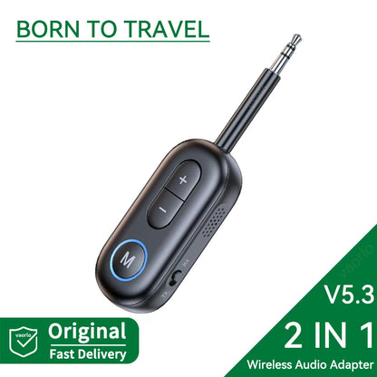 Bluetooth 5.3 Audio Transmitter Receiver 3.5MM AUX Hifi Stereo Music Wireless Adapter With Mic For Car Airplane TV PC Headphone