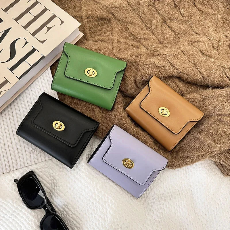 Custom Letters Fashion Women Short Wallet PU Leather Three Fold Wallet Small Coin Purse Ins Style Credit Card Holder Money Clip