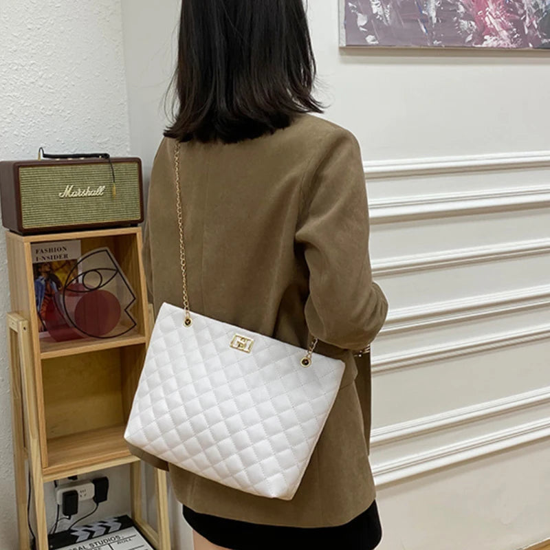 Tote Bags for Women PU Leather Diamond Lattice Handbag Personality Large Capacity Underarm Shoulder Bag Designer Bag