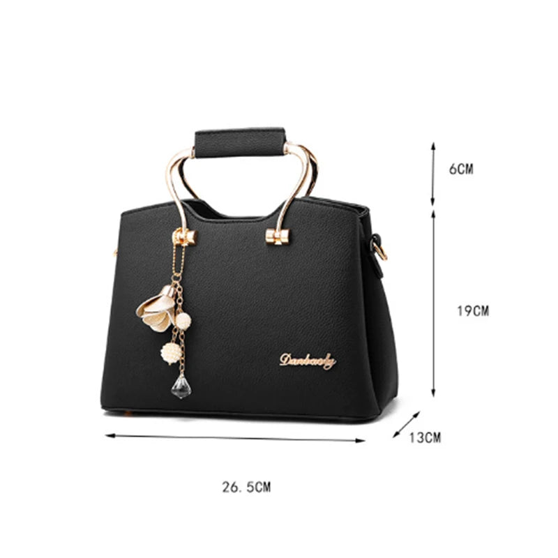 Luxury Handle Bags For Women PU Leather Pendant Crossbody Bag Large Capacity Messenger Handbag Middle-aged Mommy Bags Tote Purse