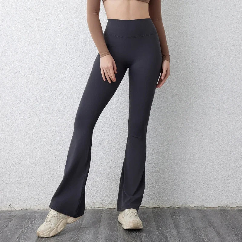 Women's High Elastic Flared Yoga Pants for Fitness and Casual Wear