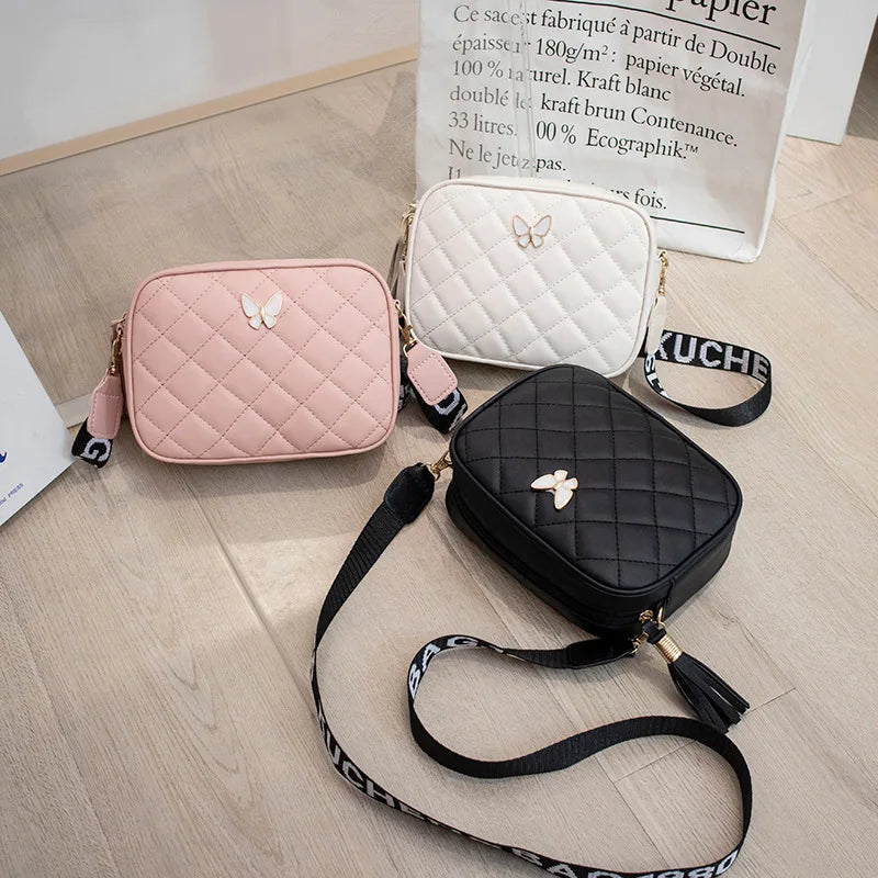 Fashion Quilted Design Women Shoulder Crossbody Bags – Diamond Lattice Casual Satchel with Small Tassel Shell Messenger Bag