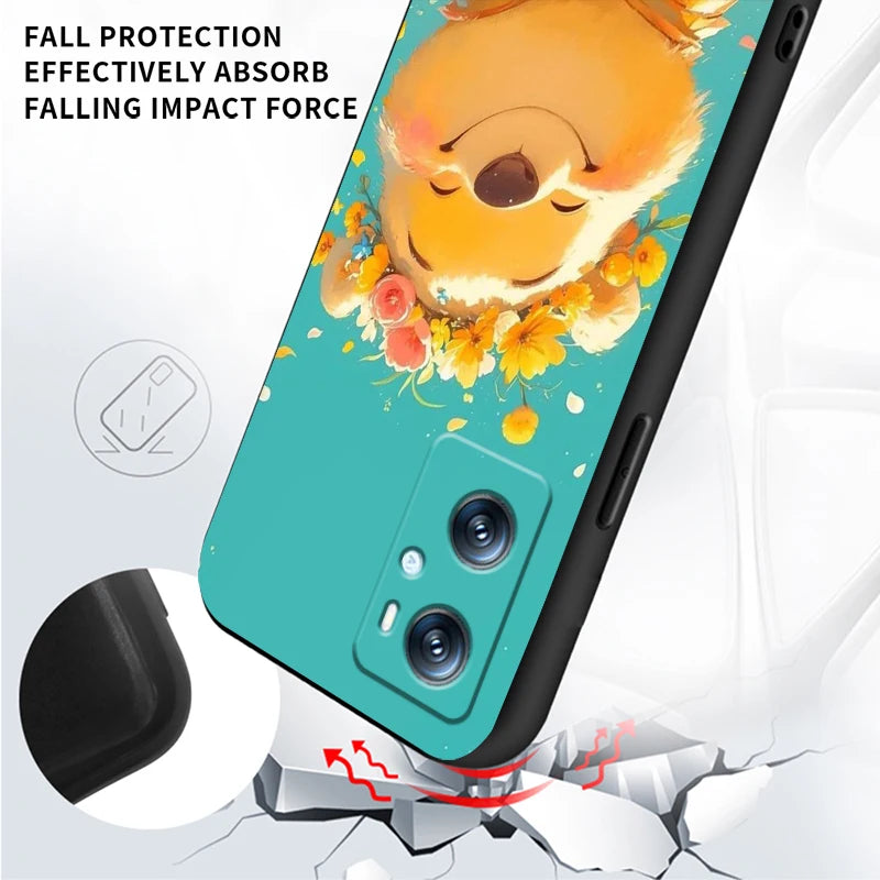 Disney Winnie The Pooh Case For OPPO: Black TPU Phone Case