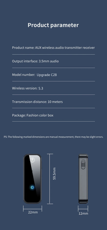 Ny Bluetooth 5.3-sändaremottagare 2 i 1 trådlös adapter 3,5 mm Audio AUX-adapter för bilstereo Musik Aux handsfree-headset