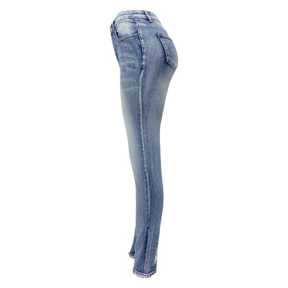 High Waist Vintage Pencil Jeans with Tail Lift Design