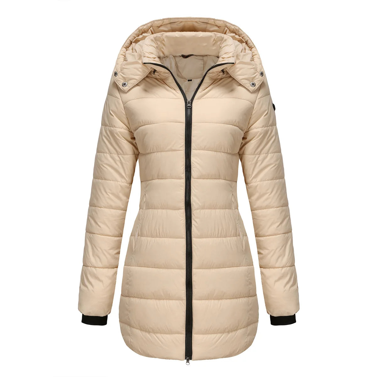 Long Quilted Puffer Jacket for Women in Bold Colors