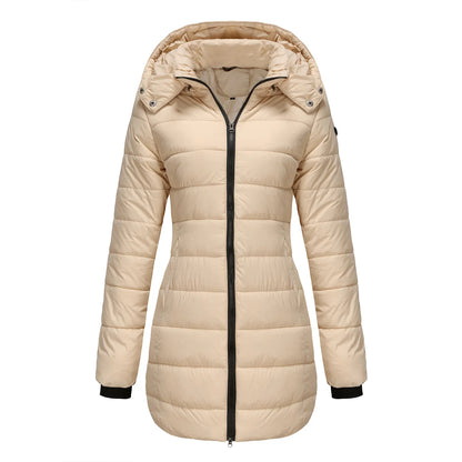 Long Quilted Puffer Jacket for Women in Bold Colors