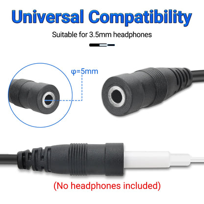 BAOFENG 2-stift till 3,5 mm Quansheng Walkie Talkies Hörsnäcka Adapter Headset Adapter Kabel Kompatibel med BAOFENG UV-5R APPI