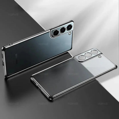 Edge Soft Clear Silicone Case with Plating Design for Samsung Galaxy