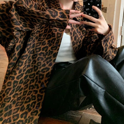 Chic Leopard Print Shirt Jacket Elegant and Casual