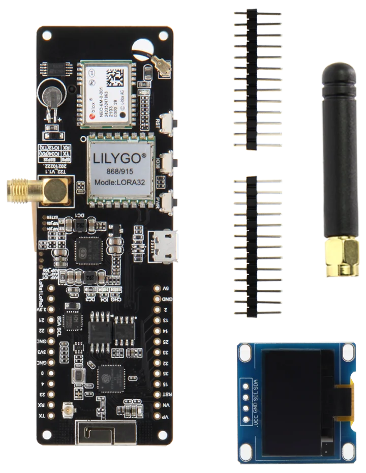 LILYGO® TTGO Meshtastic T-Beam V1.2 ESP32 LoRa 915MHz 433MHz 868MHz 923MHz WiFi BLE GPS Med 0,96 tum OLED 18650 batterihållare