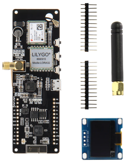 LILYGO® TTGO Meshtastic T-Beam V1.2 ESP32 LoRa 915MHz 433MHz 868MHz 923MHz WiFi BLE GPS With 0.96 inch OLED 18650 Battery Holder