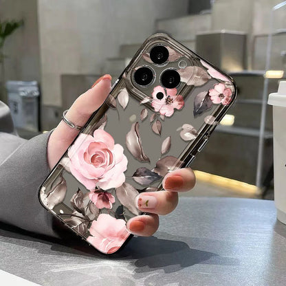 Lyxigt telefonfodral för iPhone: Stötsäkert Flowers Silikon Funda Cover